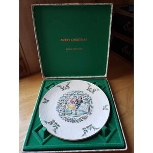 Royal Doulton 1977 Christmas Plate – Ice Skaters w/ Original Hinged Box Vintage